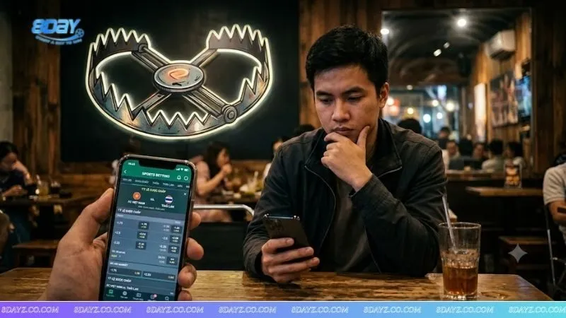 Hình minh họa người chơi phân tích bảng cược để học cách nhận biết kèo thơm kèo dụ và tránh bẫy tâm lý.